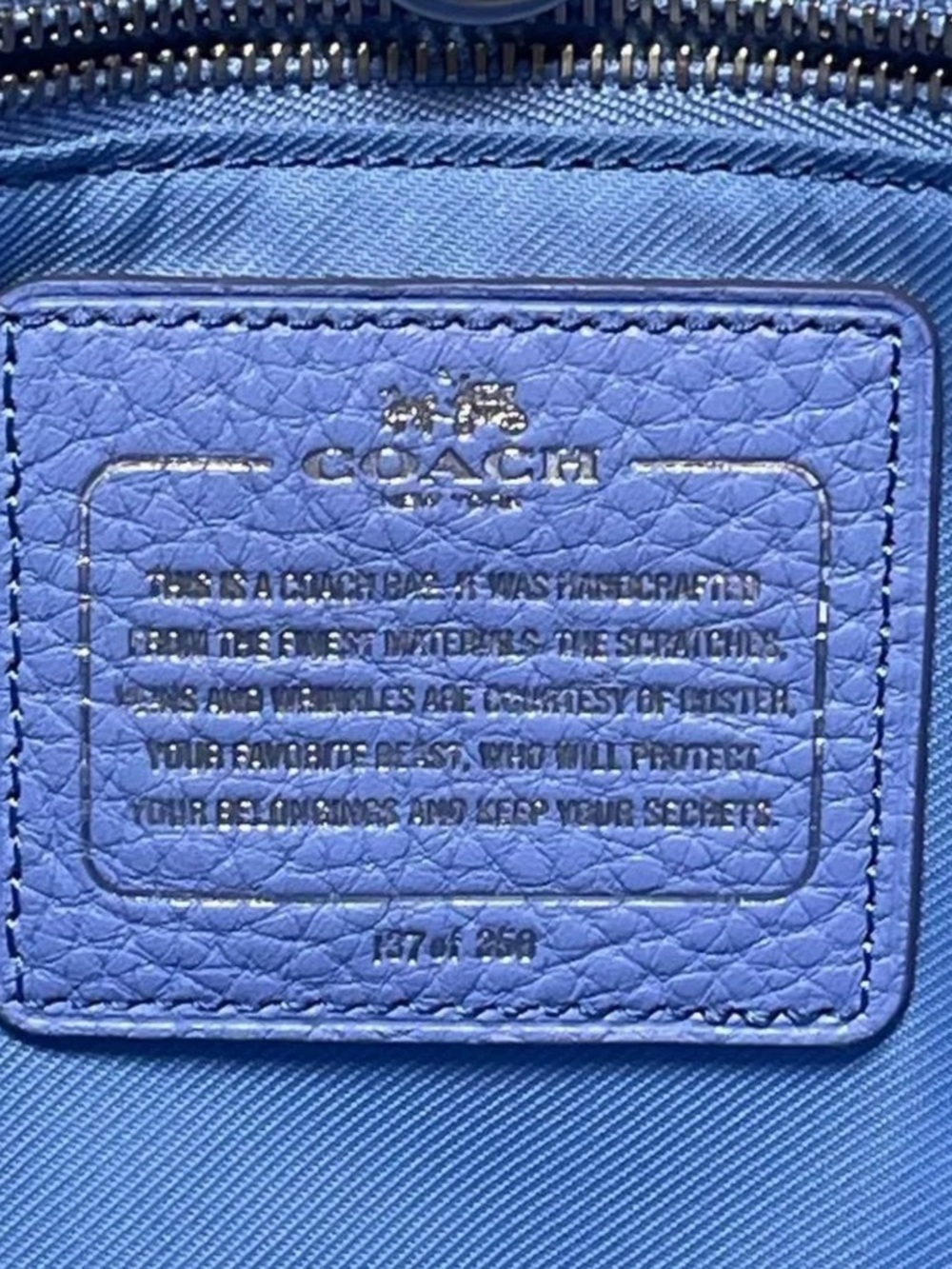 Coach Bag Blue Leather Tote with Painted Creature Motif - Picture 9 of 12